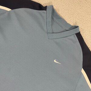 VTG Nike Jersey Men L Blue Embroidered Pullover Y2K V-Neck